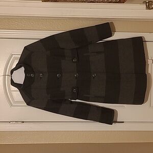 OLD NAVY Grey Stripe Long Wool Coat